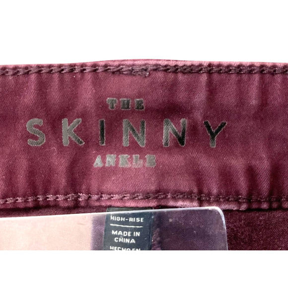 TruSlim Skinny Ankle Pants Womens 6 Red Burgundy High Rise Stretch Jean Style - Picture 3 of 8